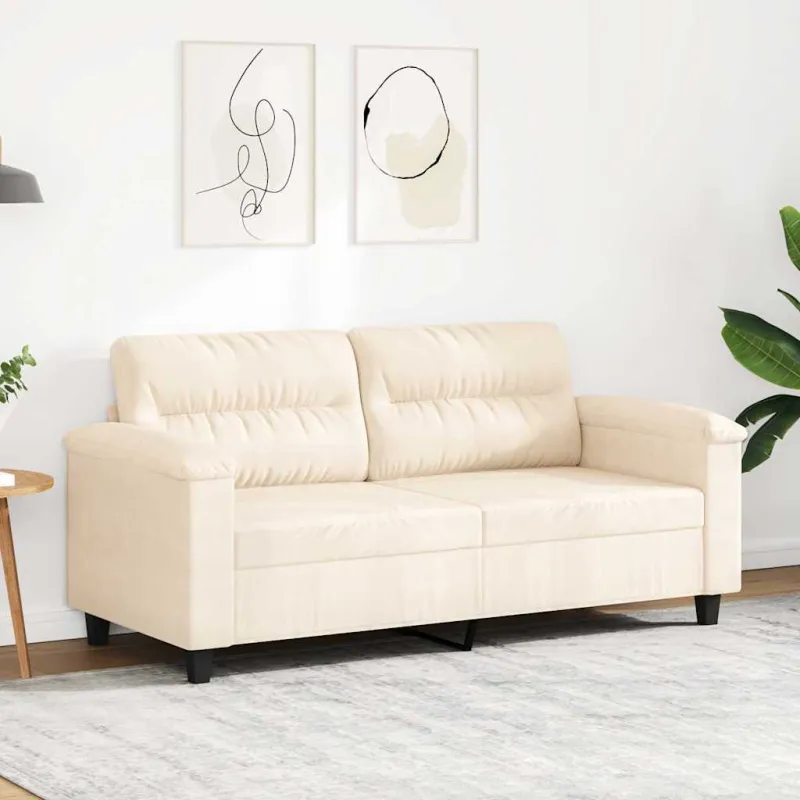Dvivietė sofa, smėlio spalvos, 140cm, mikropluošto audinys