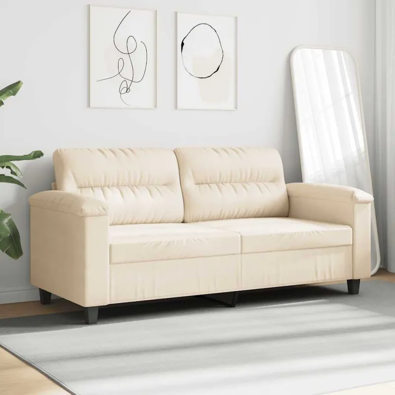 Dvivietė sofa, smėlio spalvos, 140cm, mikropluošto audinys