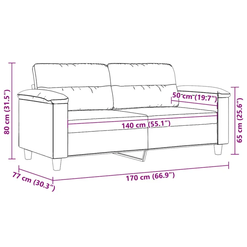 Dvivietė sofa, smėlio spalvos, 140cm, mikropluošto audinys