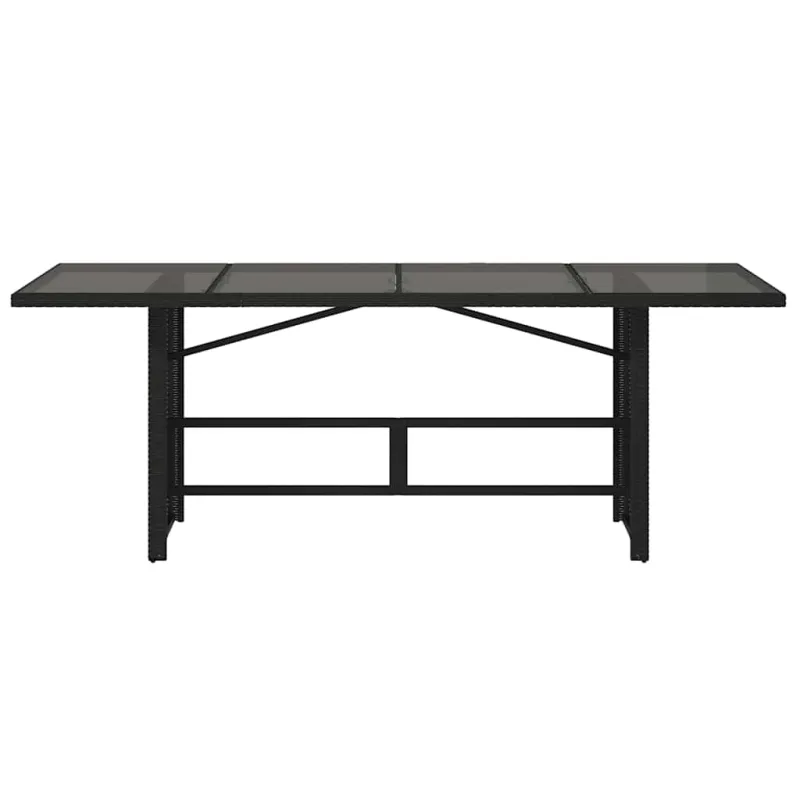 Tason lasipintaisella pinnalla, musta, 190x80x74cm, rattan