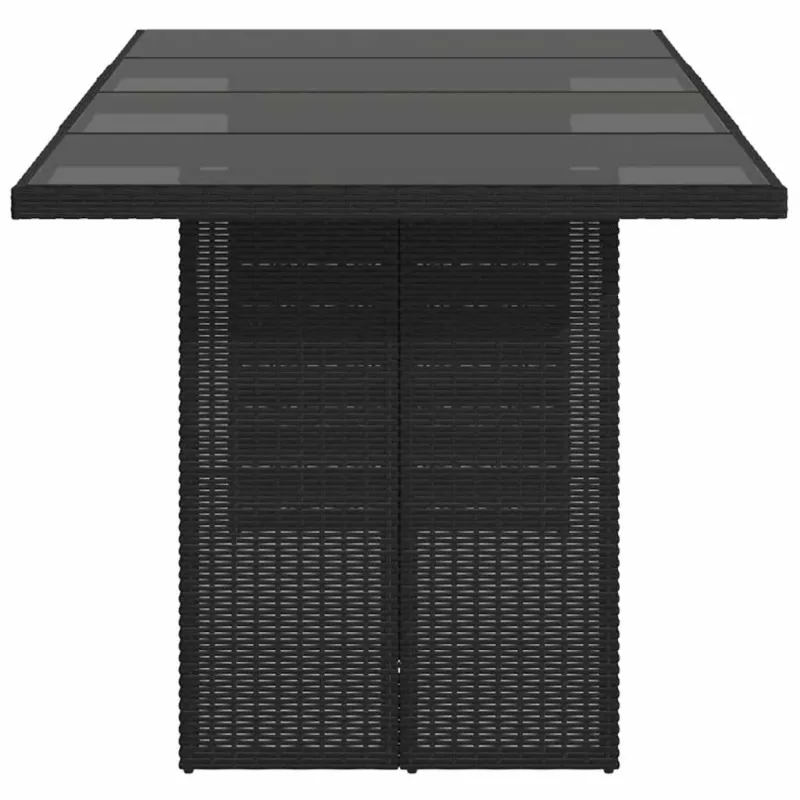 Tason lasipintaisella pinnalla, musta, 190x80x74cm, rattan