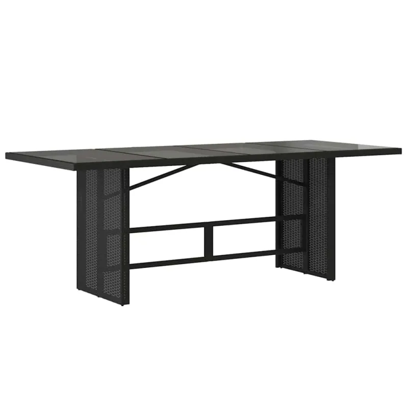 Tason lasipintaisella pinnalla, musta, 190x80x74cm, rattan