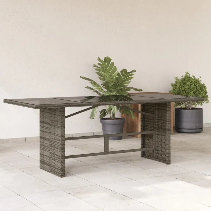 Pöytä lasipintaisella pinnalla, harmaa, 190x80x74cm, PE-rattaita