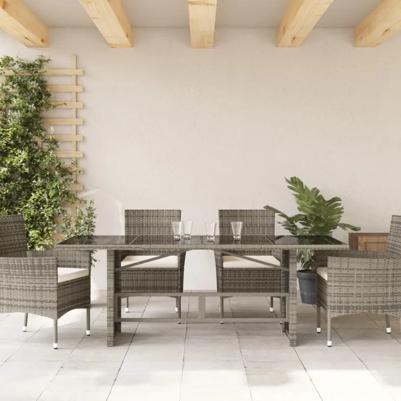 Pöytä lasipintaisella pinnalla, harmaa, 190x80x74cm, PE-rattaita