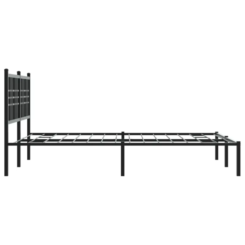 Metalinis lovos rėmas su galvūgaliu, juodos spalvos, 140x190cm