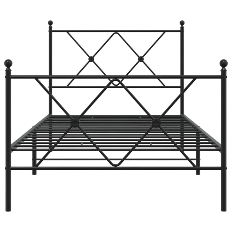 Lovos rėmas su galvūgaliu/kojūgaliu, juodas, 90x190cm, metalas