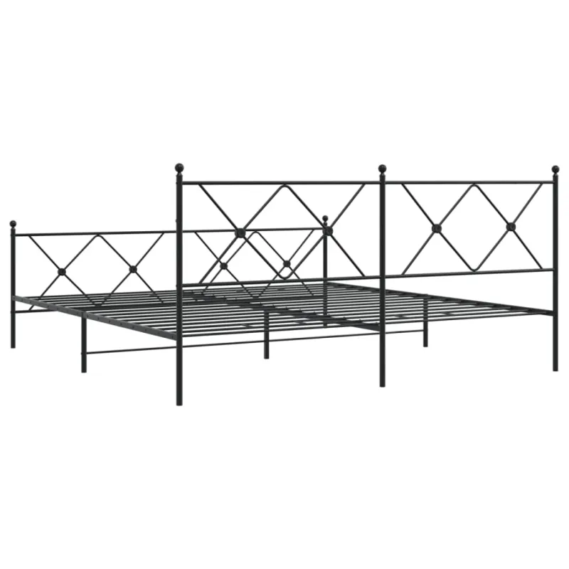 Lovos rėmas su galvūgaliu/kojūgaliu, juodas, 183x213cm, metalas