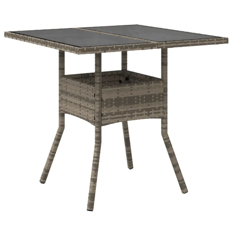 Lautanen lasipintaisella pöytätasolla, harmaa, 80x80x75cm, polyrataska