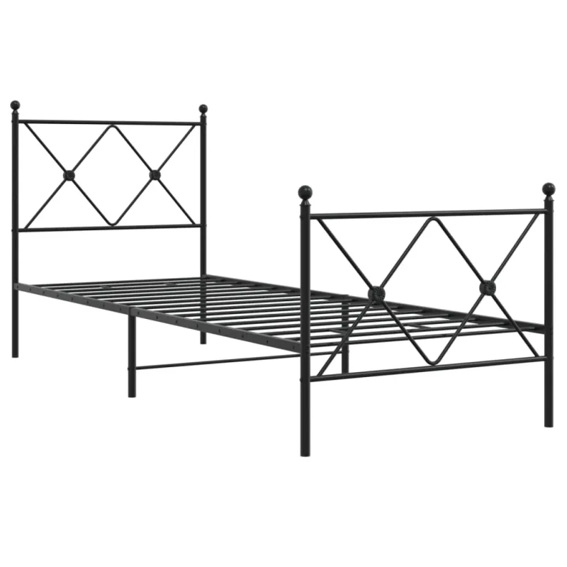 Lovos rėmas su galvūgaliu/kojūgaliu, juodas, 75x190cm, metalas
