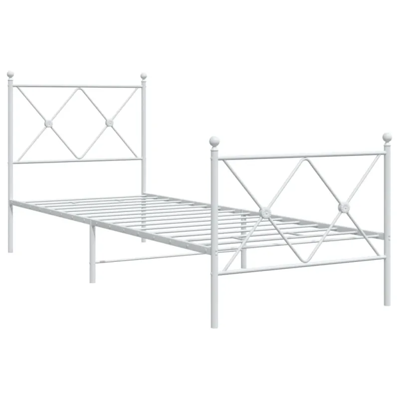 Lovos rėmas su galvūgaliu/kojūgaliu, baltas, 75x190cm, metalas