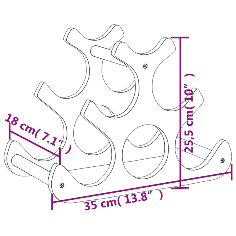 Stovas vynui skirtas 6 buteliams, 35x18x25,5cm, bambukas