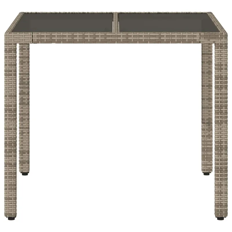 Lasipintainen pöytä, harmaa, 90x90x75cm, polyrattana