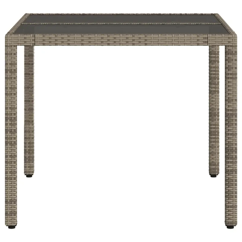 Lasipintainen pöytä, harmaa, 90x90x75cm, polyrattana