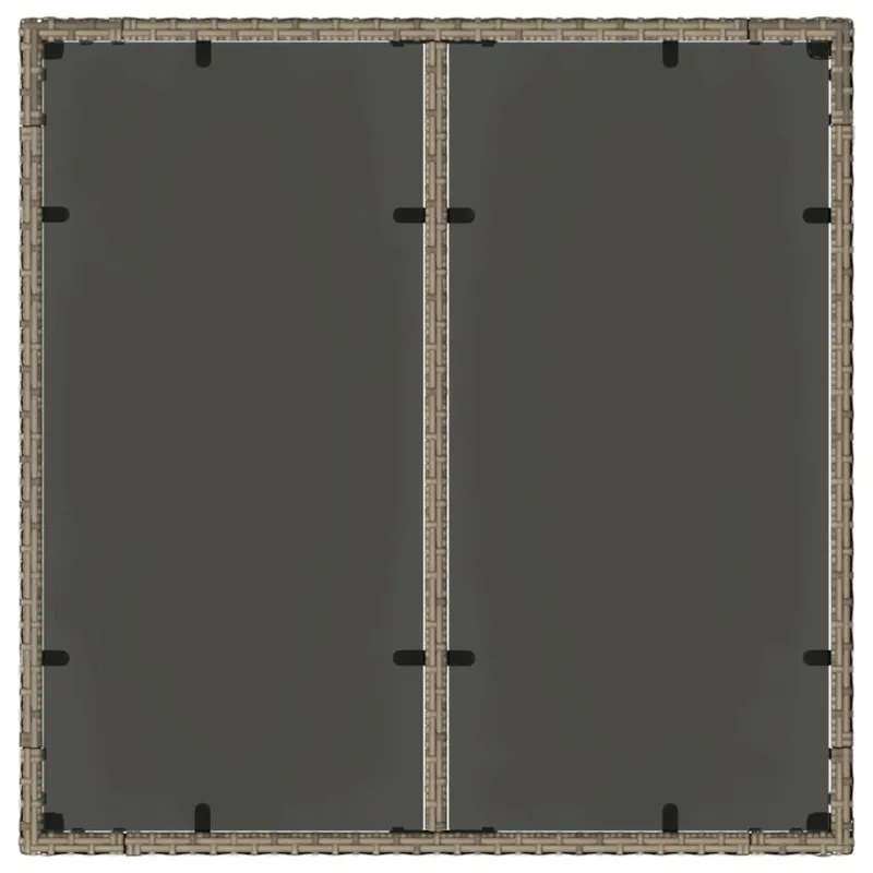 Lasipintainen pöytä, harmaa, 90x90x75cm, polyrattana
