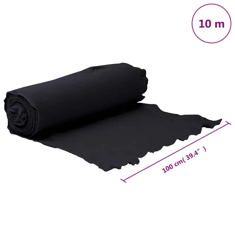 Membrana su geotekstile, juoda, 1x10m, poliesterio pluoštas