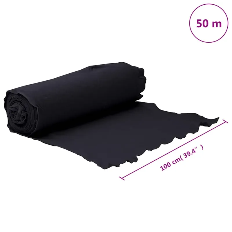 Membrana su geotekstile, juoda, 1x50m, poliesterio pluoštas