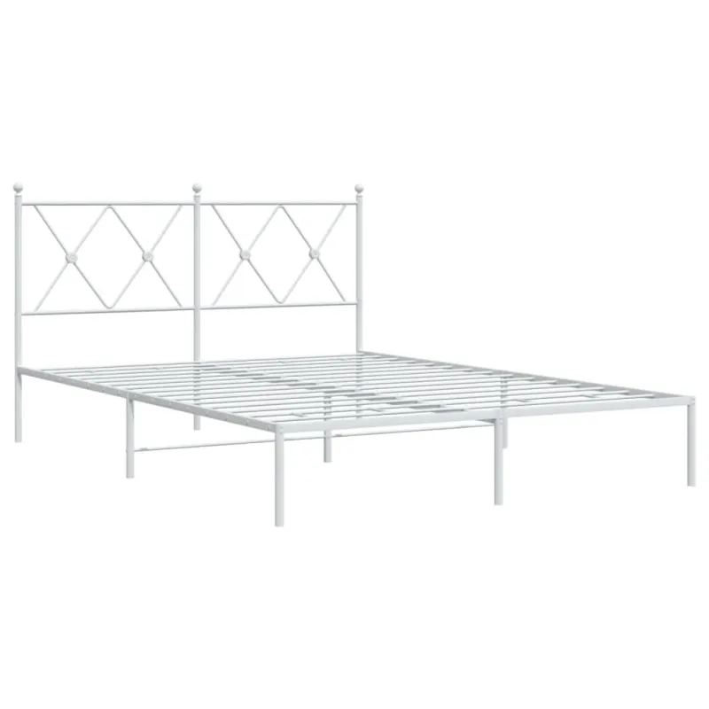Metalinis lovos rėmas su galvūgaliu, baltos spalvos, 135x190cm