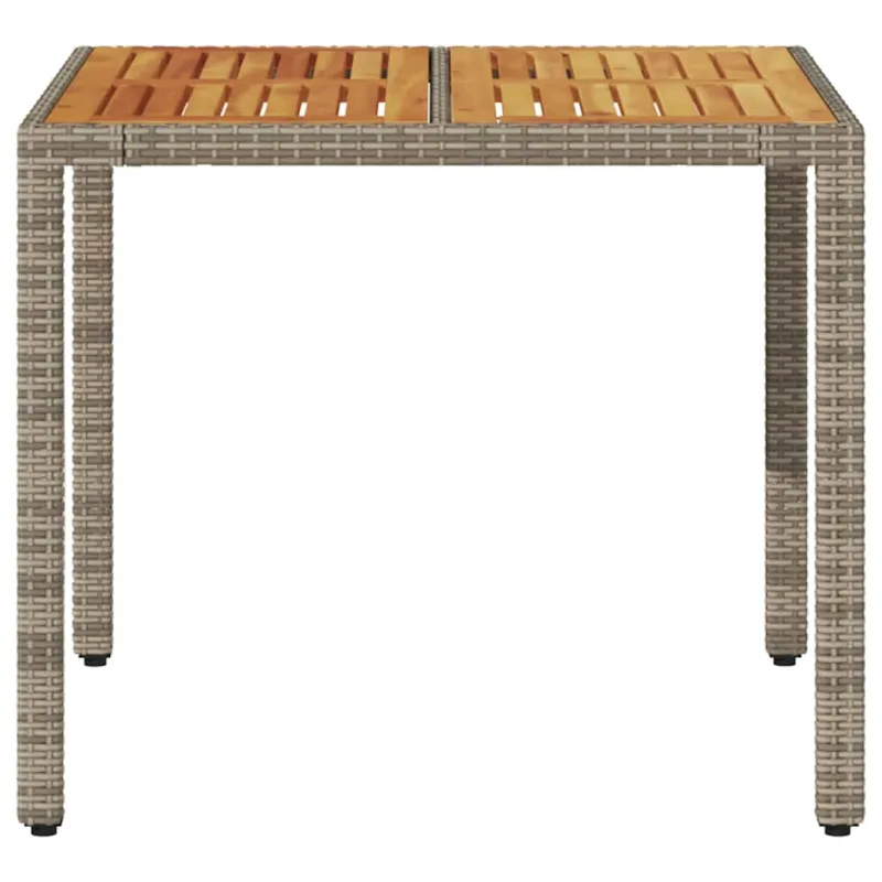 Akatsiapintainen pöytä, 90x90x75 cm, polyratasta, akatsiapintaisella pöytätasolla