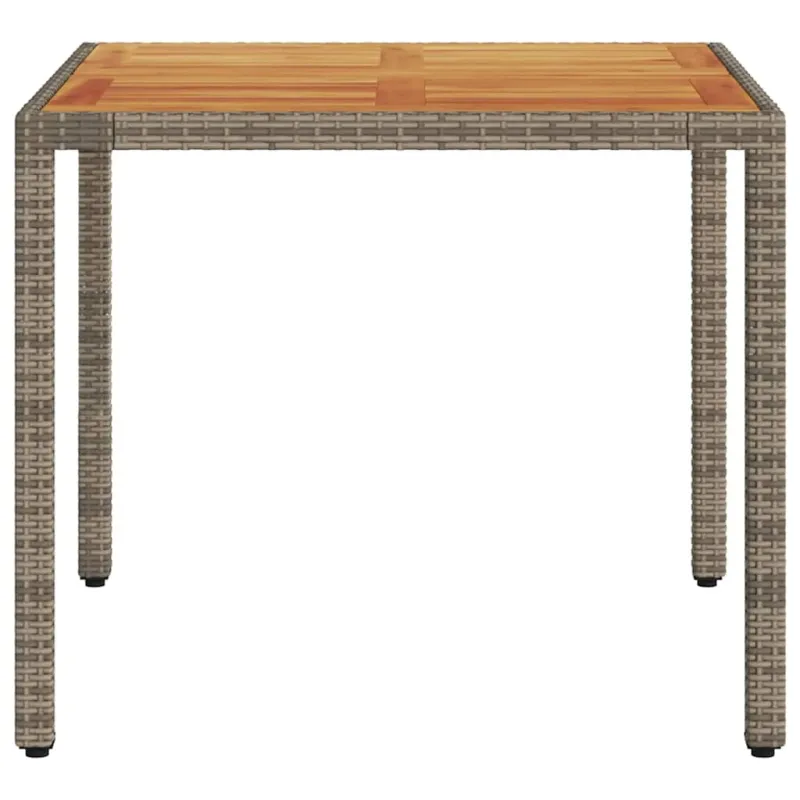 Akatsiapintainen pöytä, 90x90x75 cm, polyratasta, akatsiapintaisella pöytätasolla