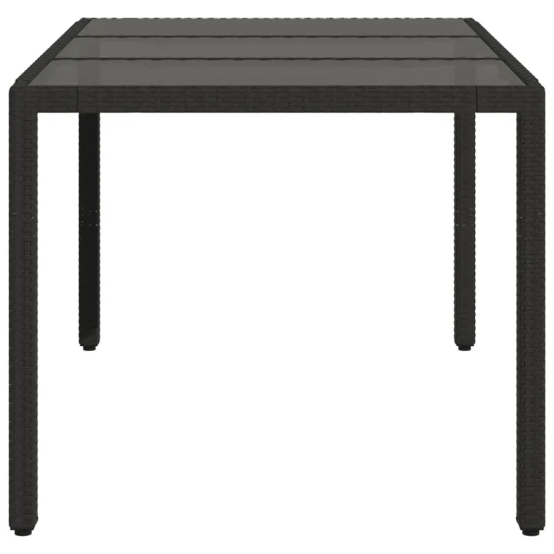 Lasipintainen pöytä, musta, 150x90x75cm, rattan