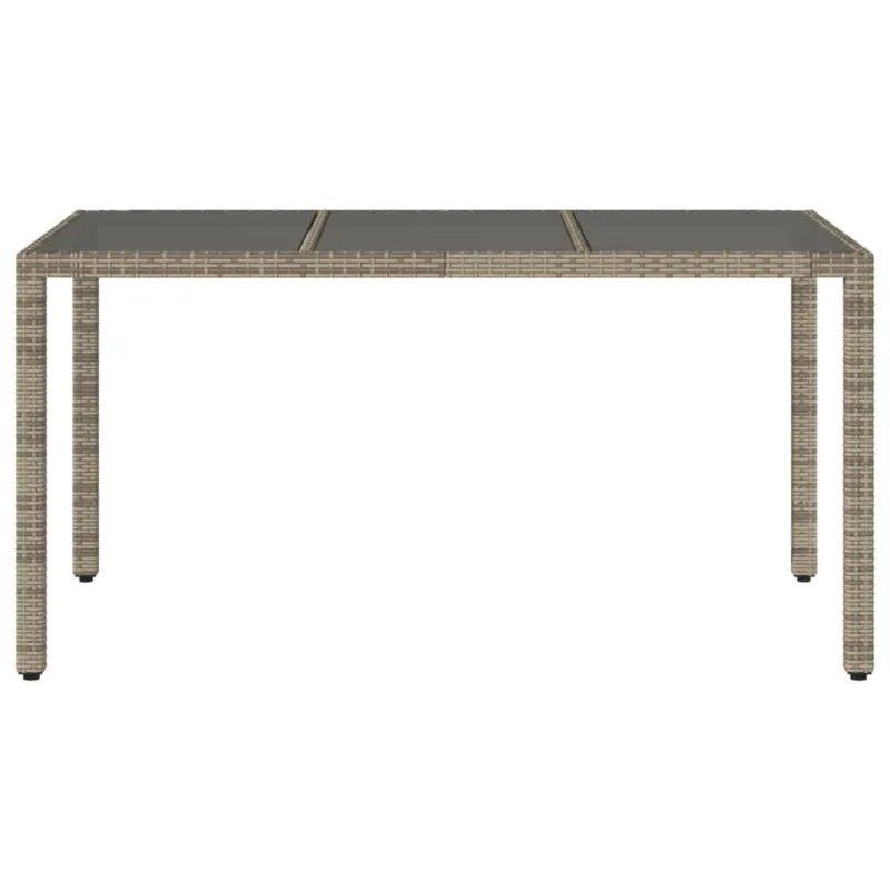 Pöytä lasipintaisella pöytätasolla, harmaa, 150x90x75cm, rattan