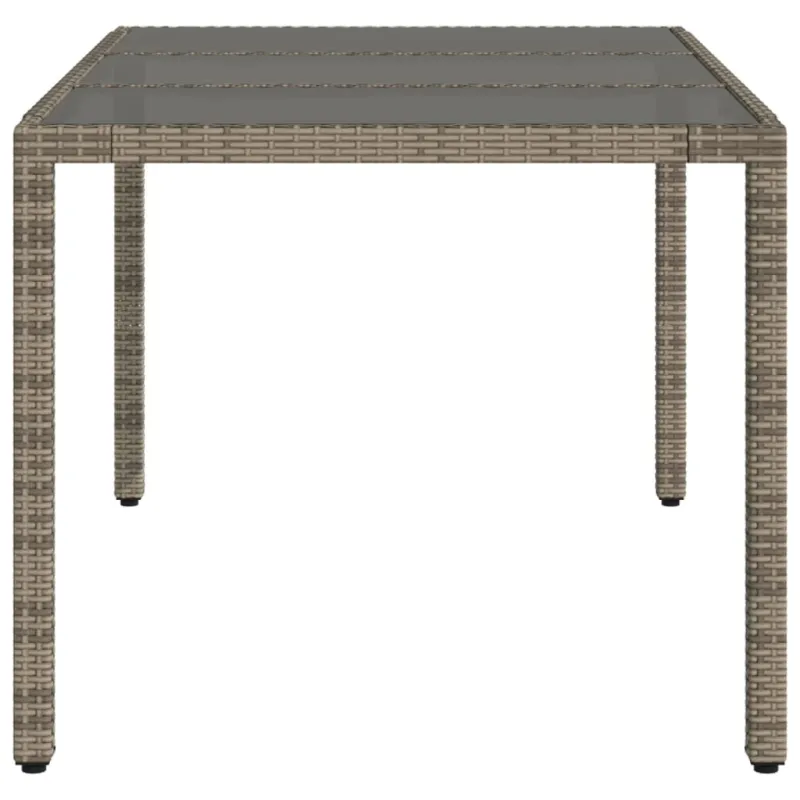 Pöytä lasipintaisella pöytätasolla, harmaa, 150x90x75cm, rattan