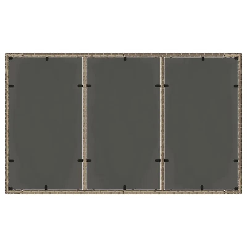 Pöytä lasipintaisella pöytätasolla, harmaa, 150x90x75cm, rattan