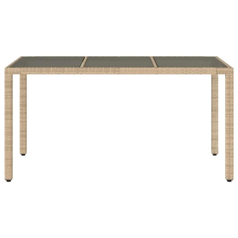 Lasipintainen pöytä, hiekka, 150x90x75cm, rattan