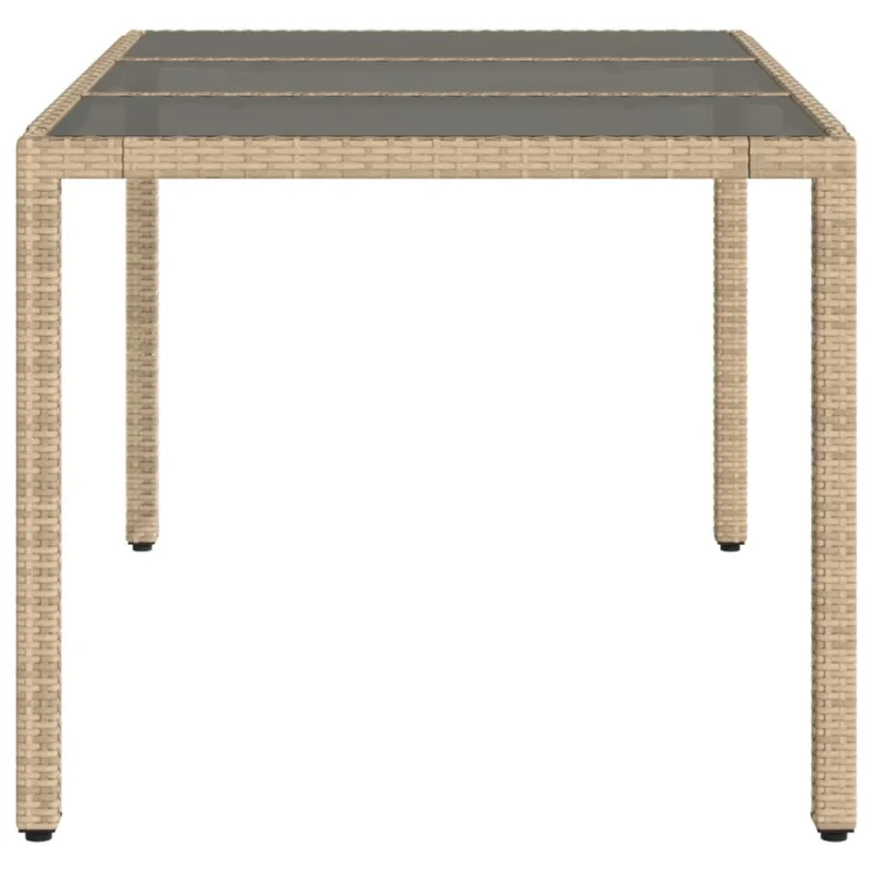 Lasipintainen pöytä, hiekka, 150x90x75cm, rattan