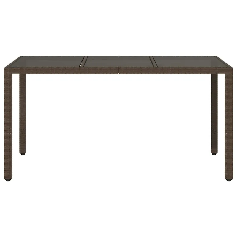 Lasipintainen ruokapöytä, ruskea, 150x90x75cm, rattan