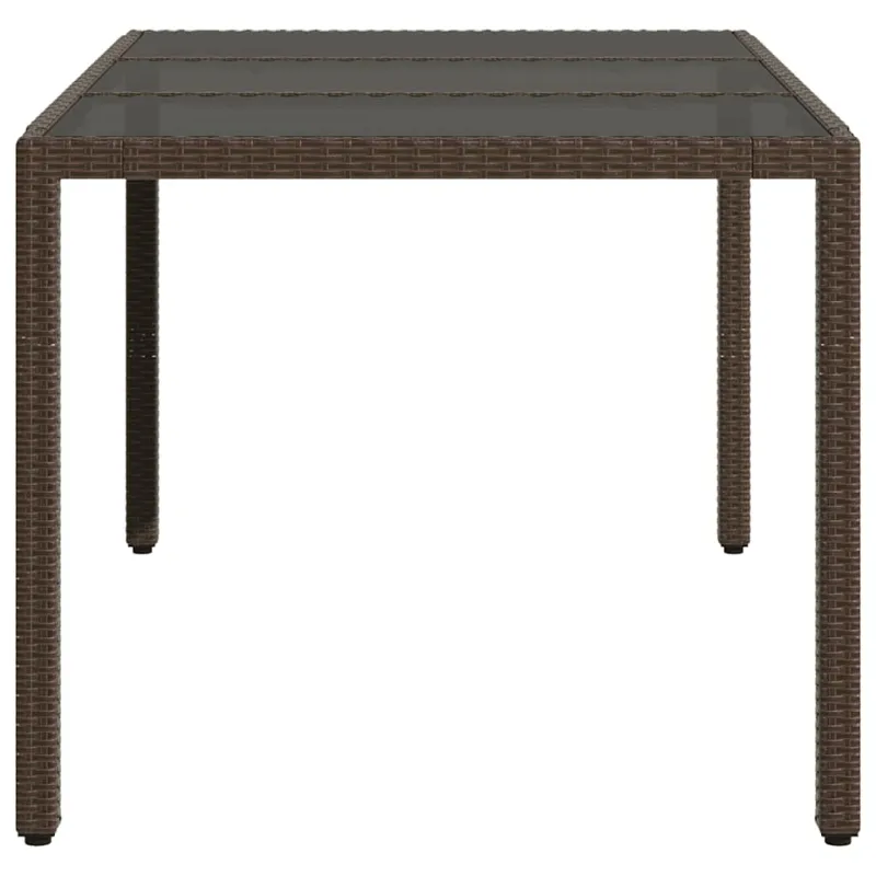 Lasipintainen ruokapöytä, ruskea, 150x90x75cm, rattan