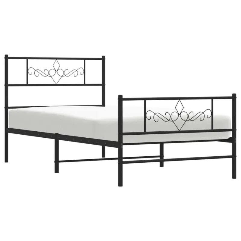 Lovos rėmas su galvūgaliu/kojūgaliu, juodas, 107x203cm, metalas