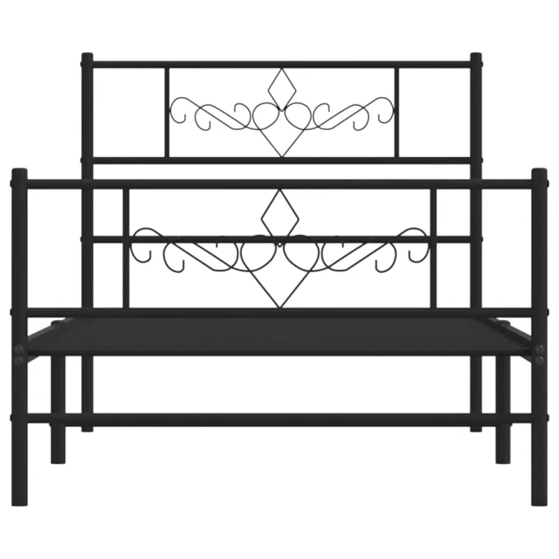 Lovos rėmas su galvūgaliu/kojūgaliu, juodas, 107x203cm, metalas