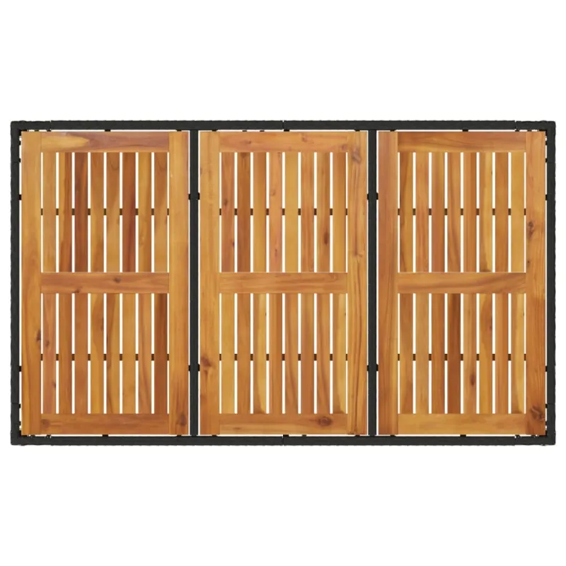 Pöytä puupintaisella tasolla, musta, 150x90x75cm, polyrattana