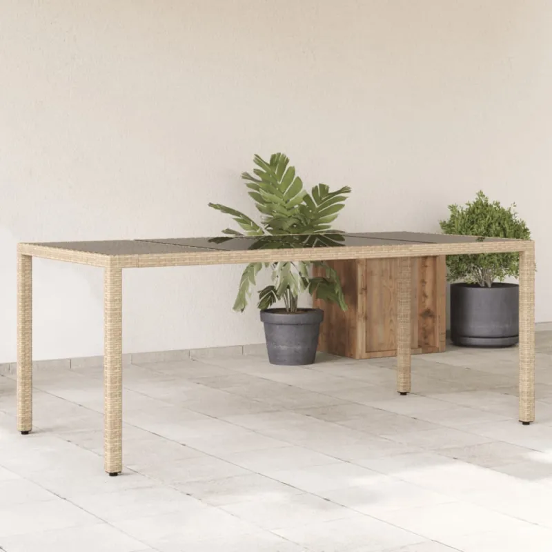 Lasipintainen pöytä, hiekka, 190x90x75 cm, polyratasta