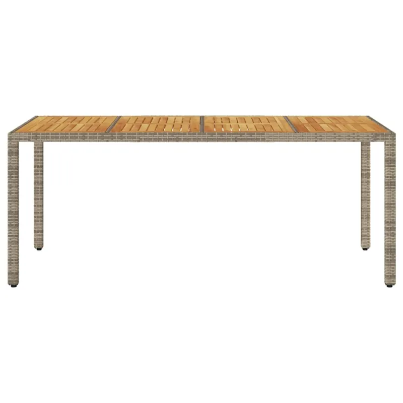 Pöytä puupintaisella, harmaa, 190x90x75 cm, polyrattana