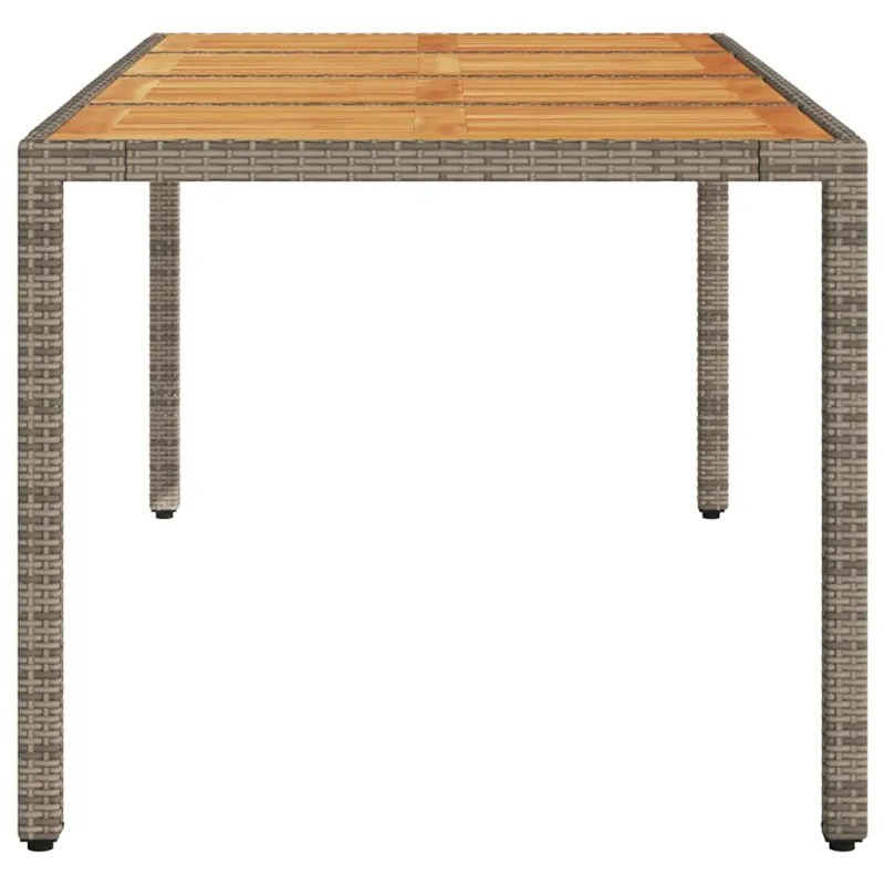 Pöytä puupintaisella, harmaa, 190x90x75 cm, polyrattana