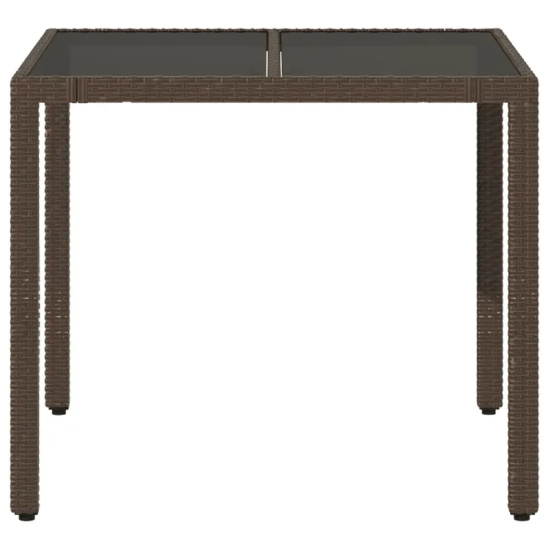 Lasipintaisella pöytätasolla, ruskea, 90x90x75 cm, polyratasta