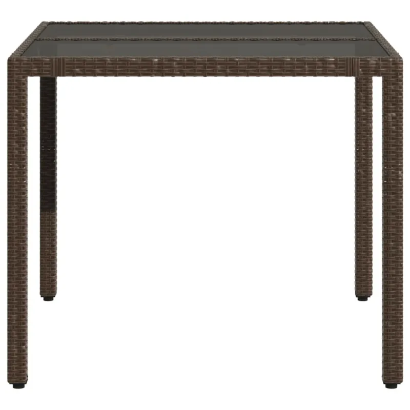 Lasipintaisella pöytätasolla, ruskea, 90x90x75 cm, polyratasta