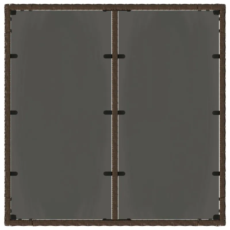 Lasipintaisella pöytätasolla, ruskea, 90x90x75 cm, polyratasta
