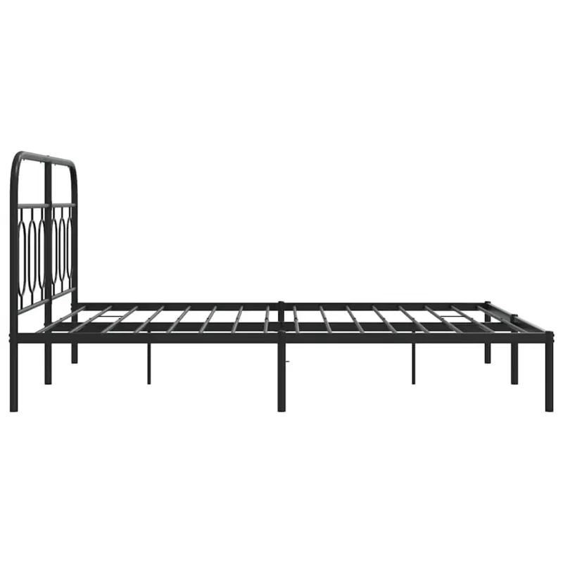 Metalinis lovos rėmas su galvūgaliu, juodos spalvos, 135x190cm