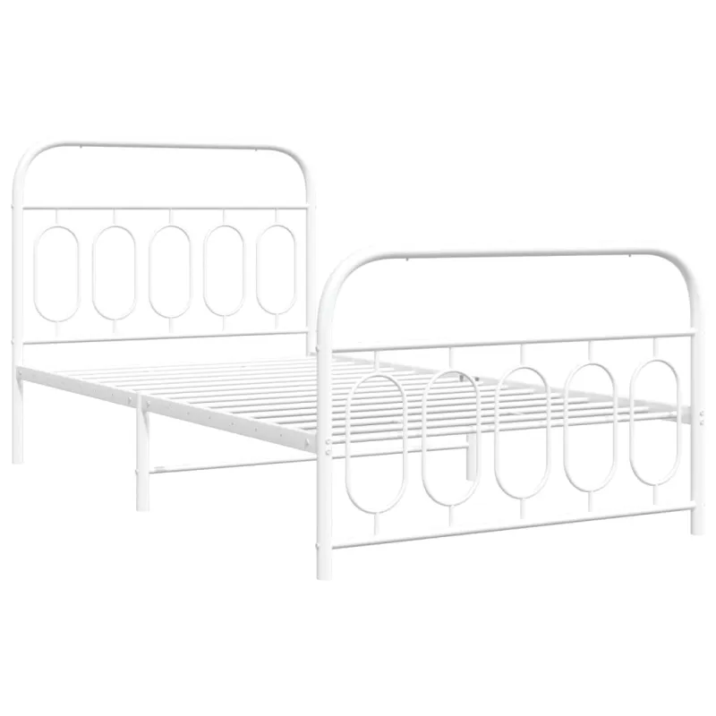 Lovos rėmas su galvūgaliu/kojūgaliu, baltas, 107x203cm, metalas