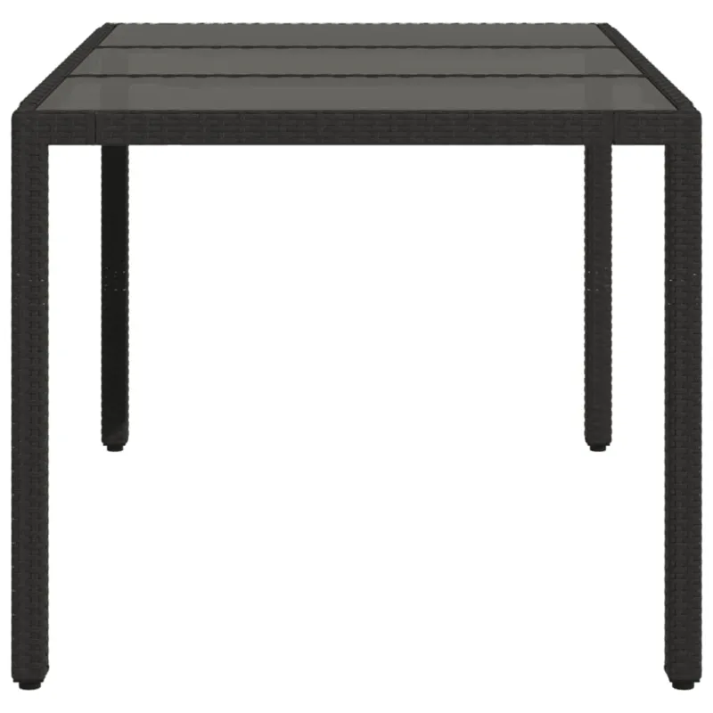 Lasipintainen pöytä, musta, 150x90x75cm, rattan