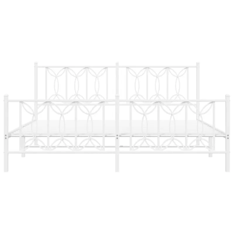 Lovos rėmas su galvūgaliu/kojūgaliu, baltas, 183x213cm, metalas