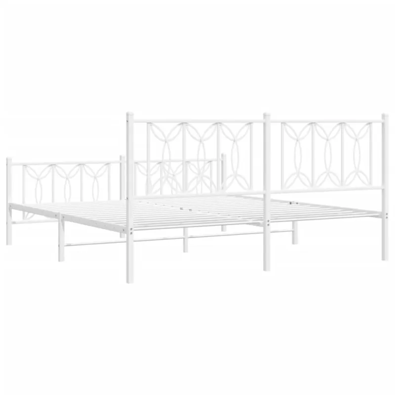 Lovos rėmas su galvūgaliu/kojūgaliu, baltas, 183x213cm, metalas