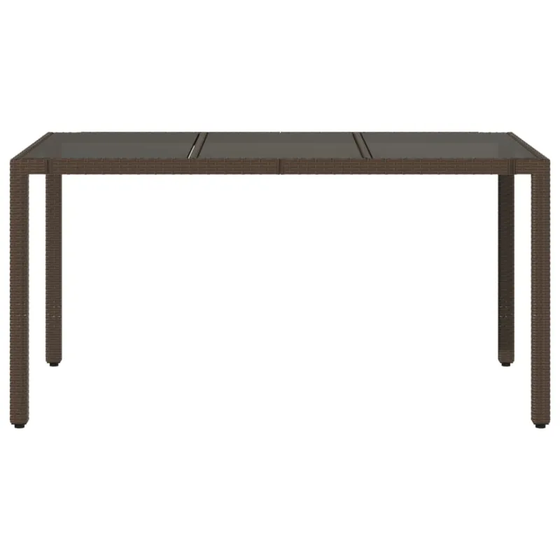 Lasipintainen ruokapöytä, ruskea, 150x90x75cm, rattan