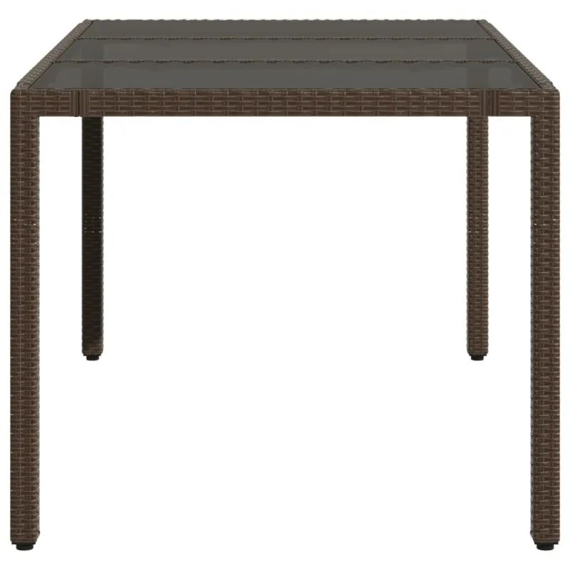 Lasipintainen ruokapöytä, ruskea, 150x90x75cm, rattan