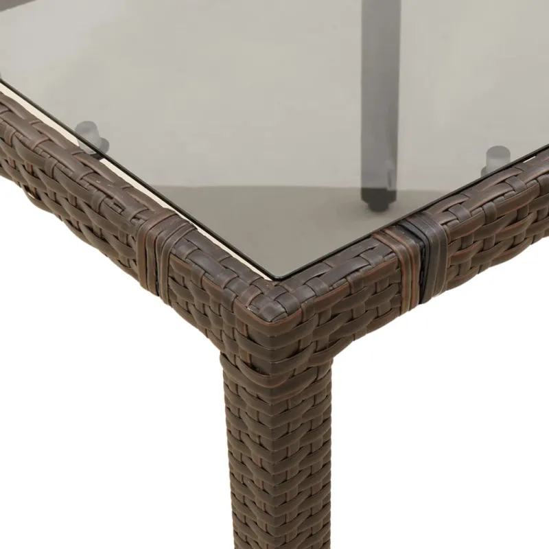 Lasipintainen ruokapöytä, ruskea, 150x90x75cm, rattan