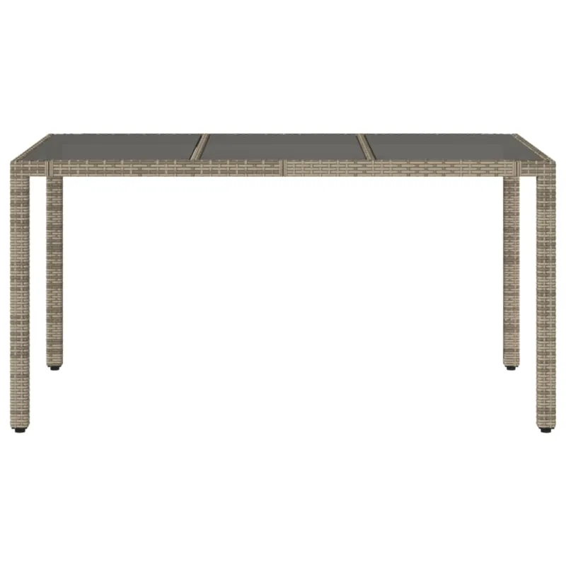 Pöytä lasipintaisella kansilla, harmaa, 150x90x75cm, rattan