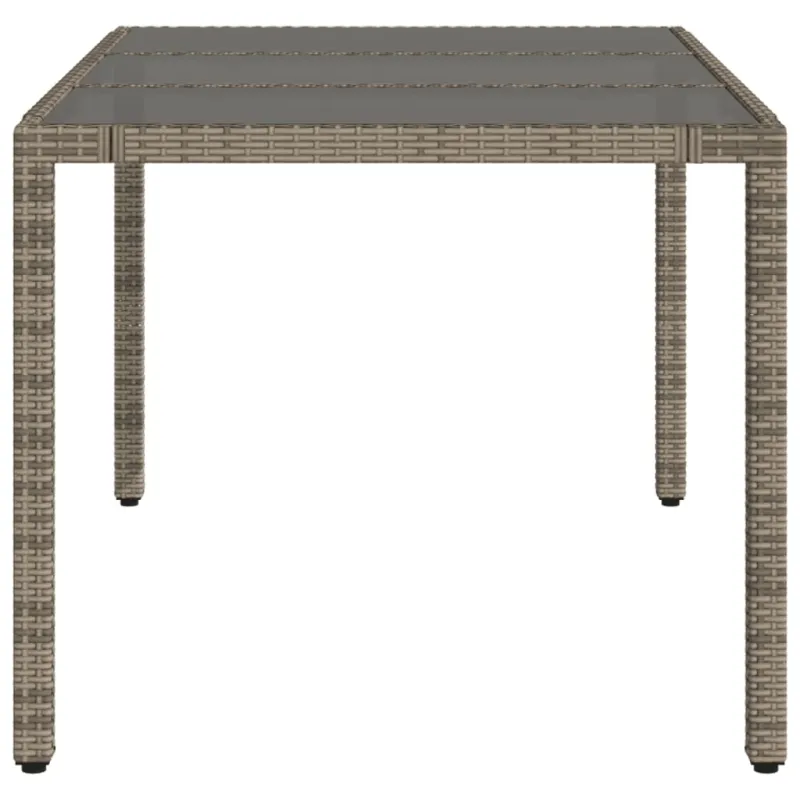 Pöytä lasipintaisella kansilla, harmaa, 150x90x75cm, rattan